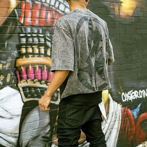 Camisetas Cortas Personalizadas con Efecto Stone Washed para Hombre, 280 g/m², 100% Algodón, Estilo Vintage con Pedrería, Estampado Gráfico Urbano, Corte Cuadrado - Product Image 2