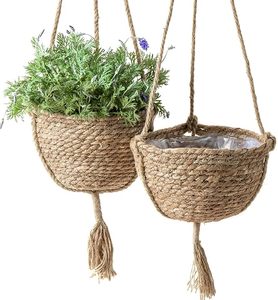 Best Selling Shape Seagrass Handwoven Natural Storage <b>Basket</b> Eco-friendly Handles <b>for</b> Gardening <b>Planting</b> Tree Water Hyacinth - Product Image 2