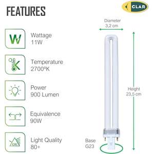 Bombilla Fluorescente de Ahorro de Energía Gemini S 11W 2700K G23 - Product Image 1