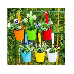 Vase à fleurs design antique décor maison et jardin et garde-corps en métal pots de jardinière pour balcon utiliser pots à poignée prix bon marché - Product Image 1