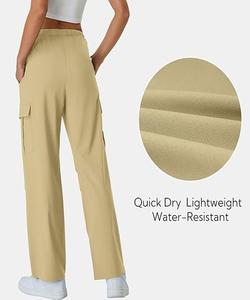 Pantalon léger pour femmes, de haute qualité, coupe classique, taille élastique, cordon de serrage, poches cargo - Product Image 6