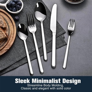 Ensemble de couverts de luxe en acier inoxydable couverts modernes pour la maison, le restaurant et le mariage. - Product Image 5