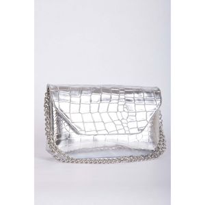 Pochette en argent à motif crocodile avec fermeture éclair, broderie artisanale, style décontracté vintage pour femme, pour l'été et l'hiver - Product Image 1