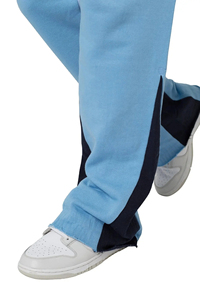 Nouveau pantalon de jogging évasé pour homme en coton de haute qualité, style patchwork, taille élastique, coupe évasée superposée, collection 2026 - Product Image 2