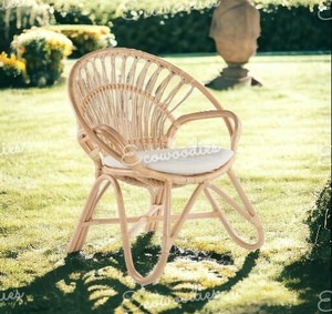 เก้าอี้หวายหวายหวายสำหรับสวนกลางแจ้งเก้าอี้หวายไม้ไผ่ผ่อนคลายพนักพิงทันสมัยดีไซน์บ้านสร้างสรรค์ - Product Image 6