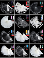 Palette de couleurs en forme d'éventail, affichage de cartes, outils d'art des ongles, couleurs d'ongles avec anneaux métalliques