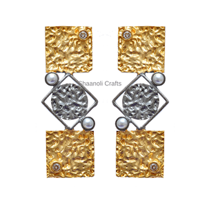 Pendientes de Latón con Perlas y Diamantes, Estilo Martillado Dorado, para Fiestas, Bodas, Regalos, Joyería para Mujeres y Niñas, Venta al por Mayor - Product Image 4