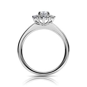 Anillo de Compromiso Floral con Moissanita de Corte Ovalado en Oro Blanco - Product Image 2