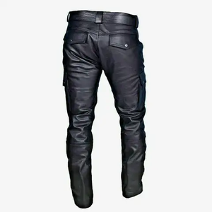 Pantalones de Moto Unisex de Cuero, Cintura Elástica, Ecológicos, Transpirables, Resistentes al Viento, Equipo de Protección para Motocicleta, Bordado - Product Image 3