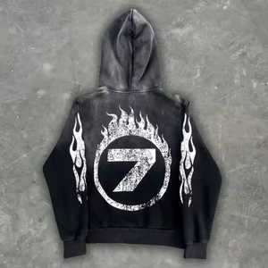 เสื้อสวมหัวผ้าฝ้ายหนา500 GSM เสื้อมีฮู้ดผ้าฟลีซโอเวอร์ไซส์สำหรับผู้ชายผ้าฟลีซเปิดไหล่สไตล์กันแดด - Product Image 1