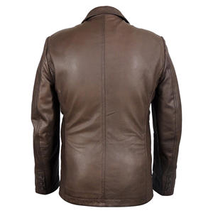 Blazer de cuero a la moda para hombre hecho a medida Blazer de cuero a la moda para hombre Blazer de cuero ajuste informal de alta calidad producto de Venta caliente - Product Image 2