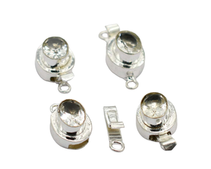 Fermoir de boîte de pierres précieuses en topaze blanche de forme ovale 1-2 brins fabrication de bijoux B618 23X11X10MM argent étoilé et plaqué or 18 carats - Product Image 1