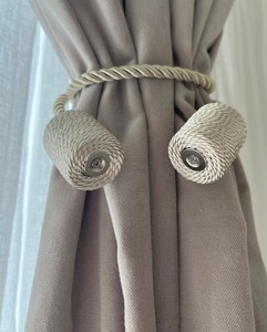 Tiebacks-Beige, Strong Magnetic <b>Curtain</b> Holder Buckle Rope Holdbacks, Modern Rope Tiebacks,Gift Set for New Home&Friend - Product Image 3