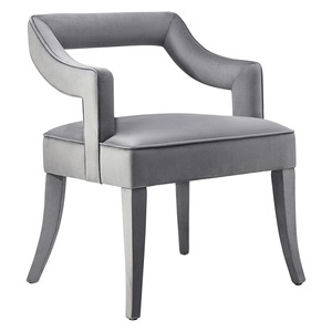Fauteuil en velours gris, chaise d'appoint rembourrée, siège moderne pour salle à manger d'hôtel - Product Image 1