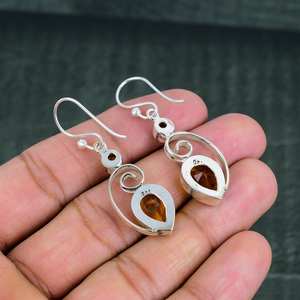Golden Yellow <b>Citrine</b> Gemstone Earrings in 925 Sterling Silver Handmade Radiant Drop <b>Jewelry</b> for Women - Product Image 4
