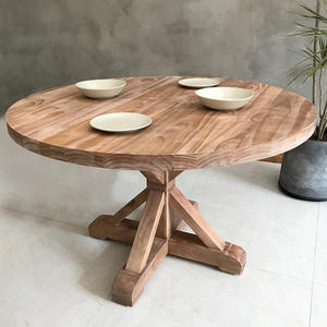 Mesa de comedor redonda de madera para 10 personas, mueble rústico de Casa de Campo francesa - Product Image 3