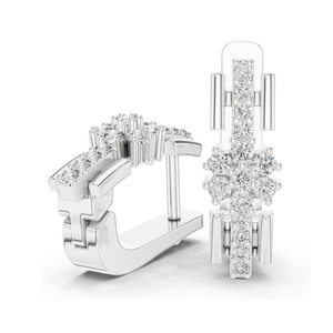 Boucles d'oreilles flocon de neige en diamant de laboratoire 0,296 CT, taille brillant rond, or 10KT, 14KT, 18KT et argent 925, or rose, jaune, blanc - Product Image 3