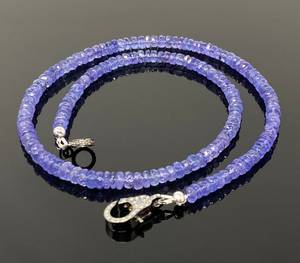 Natural <b>Tanzanite</b> Beads Necklace <b>Tanzanite</b> Rondelle Beads Necklace Gifts for Her Strands Beads Necklace for Engagement Gift - Product Image 4
