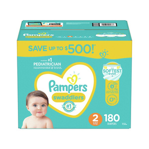 Pañales Pampers Swaddlers, tamaño 1,2, suministro de un mes 3,4 (198 unidades), pañales desechables ultrasuaves - Product Image 3