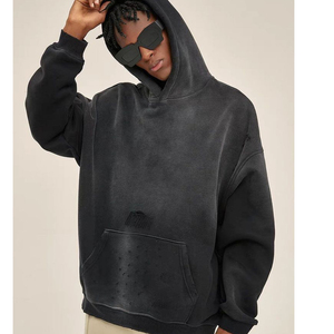 Nueva moda personalizada marca personalidad gráfico sudaderas con capucha 100% algodón de gran tamaño Hip Hop Casual Streetwear ácido lavado pulóver Sudadera con capucha - Product Image 3