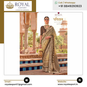 Design élégant et accrocheur Vêtements de mariage en soie imprimée avec du papier d'aluminium Saree en soie de haute qualité d'Inde - Product Image 3