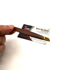 Pinzas de Punta puntiaguda de oro marrón, pinzas de cejas con impresión de logotipo personalizado de acero inoxidable, herramienta de belleza, servicio OEM - Product Image 6
