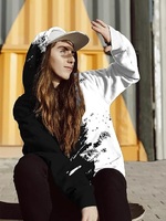 Sweat-shirts à capuche personnalisés pour hommes, adolescents et femmes, 100% coton, impression numérique confortable, écologiques, 300g, noir et blanc, doublés