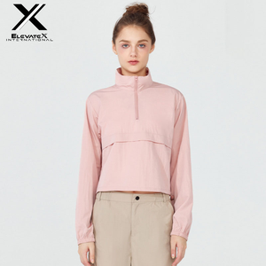 Fitness Sudadera de cuello alto Mujer corta con capucha cálida correr manga larga deportes media cremallera pulóver sudadera para mujer - Product Image 3