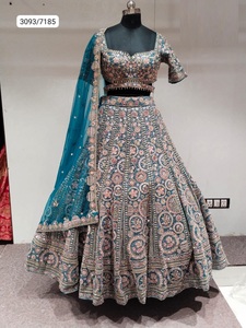 Meilleures réceptions de fêtes traditionnelles Événements festifs Porter pour les femmes Robe en georgette brodée lourde à la mode Lehenga Choli - Product Image 3