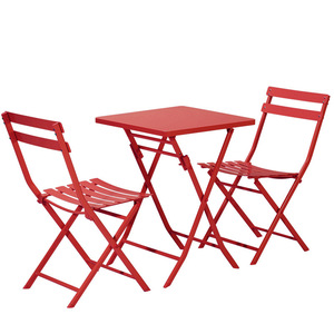 Set di 3 Pezzi Tavolo e Sedie Pieghevoli da Bistrot per Esterni, Arredamento da Giardino per Prato, Cortile, Balcone, Verde - Product Image 2