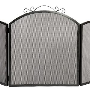 Grille de cheminée décorative en fer forgé massif, protection contre les étincelles de feu, clôture de cheminée, panneaux métalliques finis en noir - Product Image 5