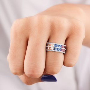 Luxury Rainbow Halo Diamond <b>Ring</b> for Women 925 Sterling Silver Plated Solid Color Full Diamond Stylish Stainless Steel Fashion - Product Image 2