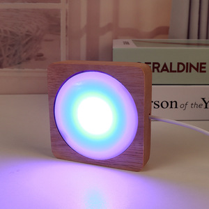 Diffuseur rond Chargement sans fil Base luminescente en bois Veilleuse décorative LED blanc chaud, article <span class=keywords><strong>de</strong></span> célébrité <span class=keywords><strong>Internet</strong></span> - Product Image 3