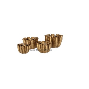 Fancy Flower Shape <b>Vase</b> Antique Style Metal Heavy Duty Ready to Ship Pots and <b>Vase</b> <b>Gold</b> Color Shiny Polished Centerpiece Supplie - Product Image 1