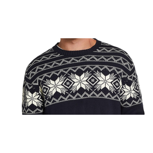 Suéter Vintage para Hombre, Talla Grande, Color Azul Marino, Resistente a la Intemperie, con Patrón de Copos de Nieve, 100% Algodón - Product Image 2