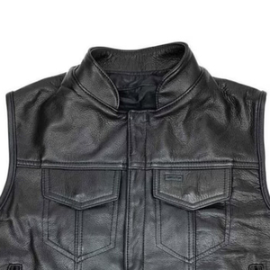 Design personnalisé hommes Vintage en cuir véritable broderie à la main écologique sans manches gilet respirant décontracté vêtements d'extérieur hiver - Product Image 3