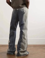 Jean décontracté pour homme, coupe large, mi-léger, en toile respirante, avec cordon de serrage, délavage foncé, marque personnalisée