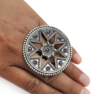 Sólido 925 plata esterlina oxidada rubí natural piedra preciosa aspecto artesanal anillo étnico hecho a mano joyería Bohemia proveedores al por mayor - Product Image 6