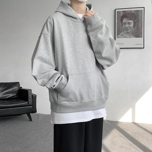 เสื้อฮู้ดโอเวอร์ไซส์ของผู้ชายแบบลำลองผ้าคอตตอนเทอร์รี่ฝรั่งเศษ100% พร้อมพิมพ์โลโก้บนหน้าจอแบบกำหนดเองย้อมสีธรรมดา - Product Image 3