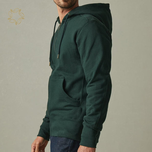 Sudadera con capucha y cremallera de algodón orgánico para hombre Sudadera de lana con estampado digital ecológico de invierno - Product Image 2
