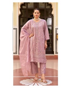 DISEÑADOR GEORGETTE BORDADO SECUENCIA TRABAJO TOP LEHENGA CON DUPATTA MARRÓN - Product Image 5