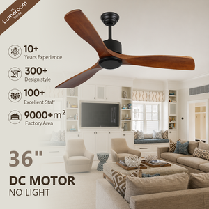 36 Inch Wood <b>Ceiling</b> <b>Fan</b> Without Light, 3 Blade <b>Ceiling</b> <b>Fan</b>, <b>Remote</b> <b>Control</b>, DC Motor for Bedroom Living Room - Product Image 1