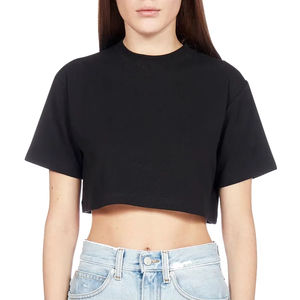 Top corto de la mejor calidad para mujer, Camiseta ajustada de secado rápido, Color y tamaño personalizados, Top corto, mangas cortas - Product Image 1