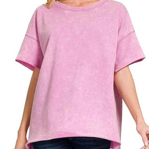 T-shirt lavé à l'acide en coton à manches courtes pour hommes T-shirt lavé à l'acide en gros T-shirt lavé à l'acide OEM Logo personnalisé grande taille - Product Image 1