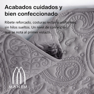 Copriletto Manemi in Cotone con Ricamo Paisley, Lavabile, per Uso Domestico, Varie Misure - Product Image 3