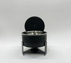 Nouveauté : Casserole de service moderne en acier inoxydable poli, écologique, avec couvercle et support - Product Image 5