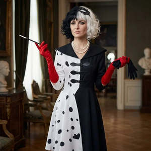 Costume de Cruella De Vil sexy pour cosplay, idéal pour Halloween, Noël, anniversaires, soirées à thème anime, TV, animaux - Product Image 4