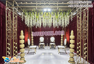 Fantaisie mariage scène métal bougie support mural étincelant métal bougie mur mariage décor tendance mariage événement métal arc décor - Product Image 6