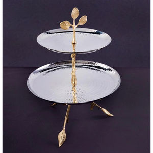 Fancy Cake Stand Bandeja para servir de 3 niveles con Base Platos de soporte para servir pasteles de acero inoxidable para vajilla Plato para servir aperitivos - Product Image 3