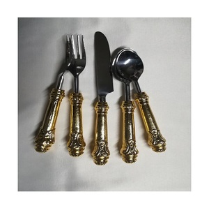 luxury cutlery set Wedding 5 pcs gold <b>flatware</b> sets metal handle spoon fork gold cutlery <b>flatware</b> set dinnerware <b>flatware</b> - Product Image 3